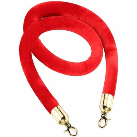 Corde de Barrière 1pc Cordon Séparation Diviseur de Files d'Attente Rouge avec Or Crochets 1.5m