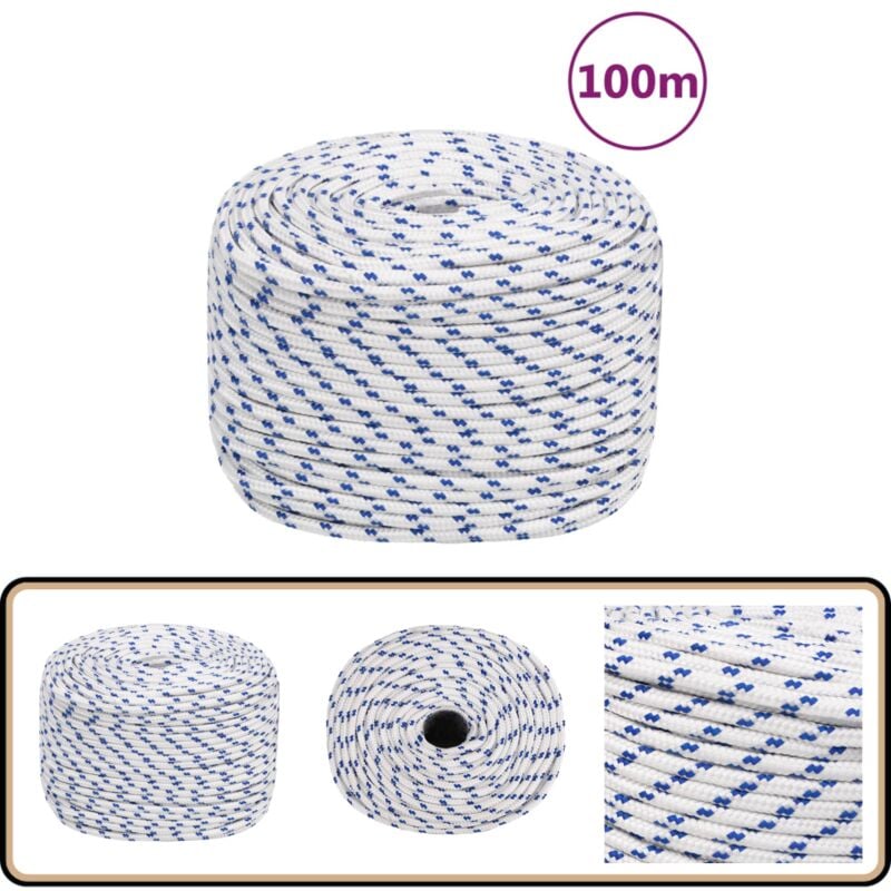 Corde de bateau Blanc 10 mm 100 m Polypropylène - Corde De Bateau - Corde Nautique - Ligne De Pêche - Polyester - Polypropylène