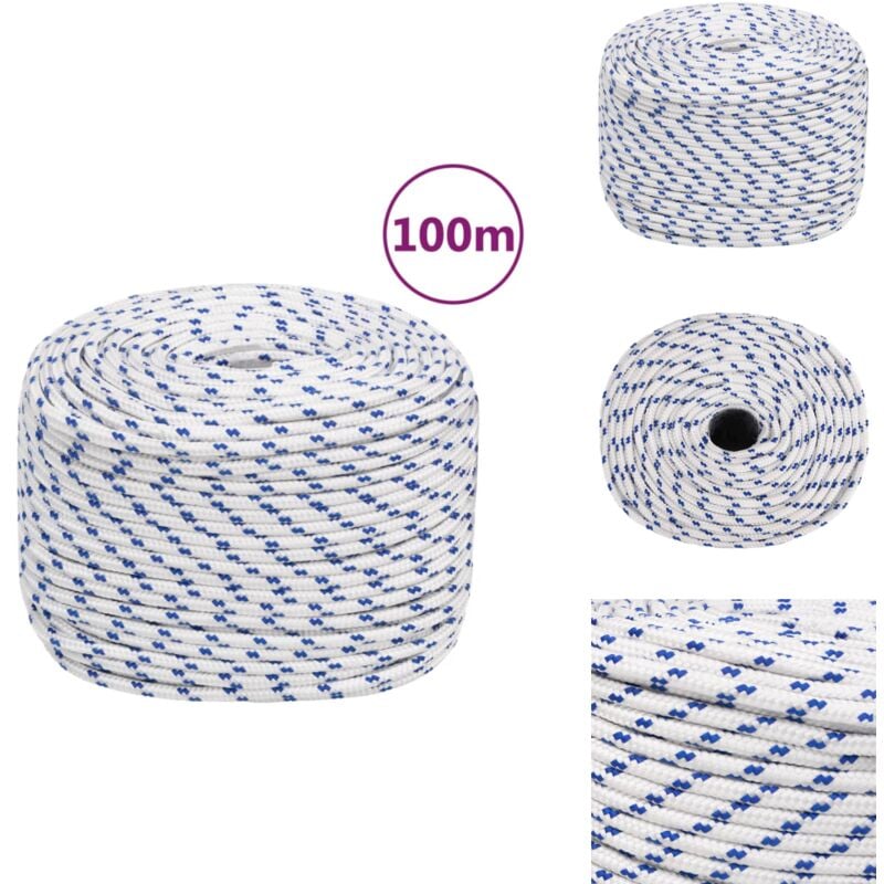 Corde de bateau Blanc 10 mm 100 m Polypropylène - Corde De Bateau - Corde Nautique - Ligne De Pêche - Polyester - Polypropylène