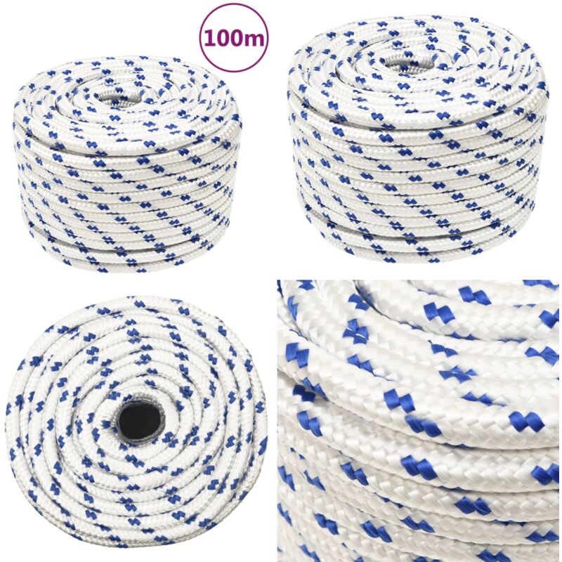 Corde de bateau Blanc 12 mm 100 m Polypropylène - Corde De Bateau - Corde Nautique - Polypropylène - Corde Tressée - Amarrage - Home & Living