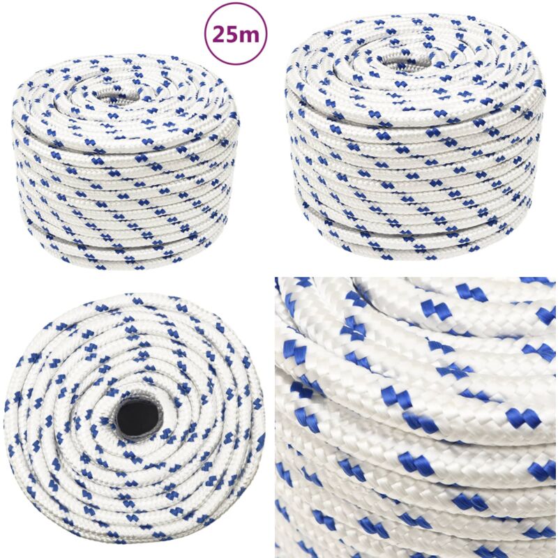 Corde de bateau Blanc 14 mm 25 m Polypropylène - Corde De Bateau - Corde Nautique - Ligne De Bateau - Polyester - Polypropylène - Home & Living