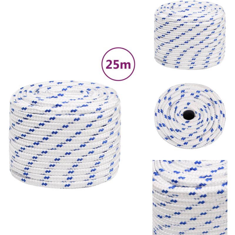 Corde de bateau Blanc 18 mm 25 m Polypropylène - Corde De Bateau - Corde Marine - Polypropylène - Corde Tressée - Amarre