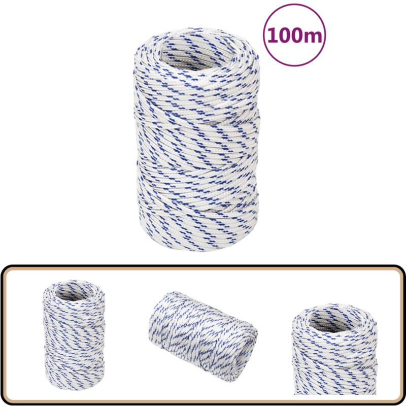 Corde de bateau Blanc 2 mm 100 m Polypropylène - Corde De Bateau - Corde Marine - Polypropylène - Corde Tressée - Amarrage