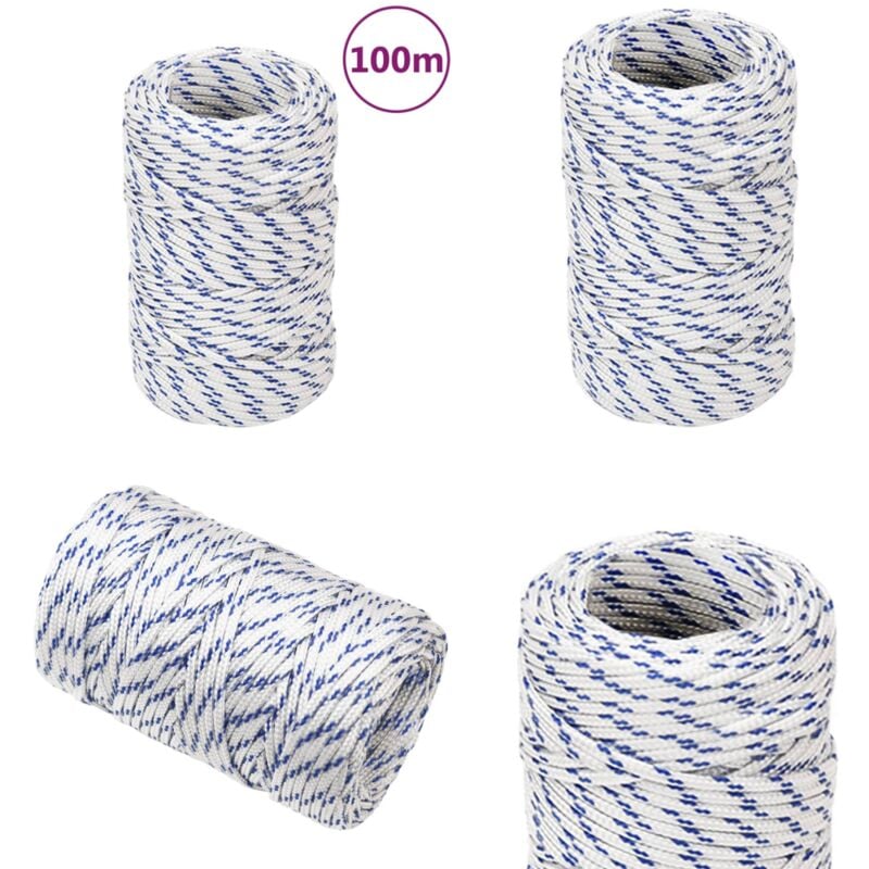 Corde de bateau Blanc 2 mm 100 m Polypropylène - Corde De Bateau - Corde Marine - Polypropylène - Corde Tressée - Amarrage - Home & Living