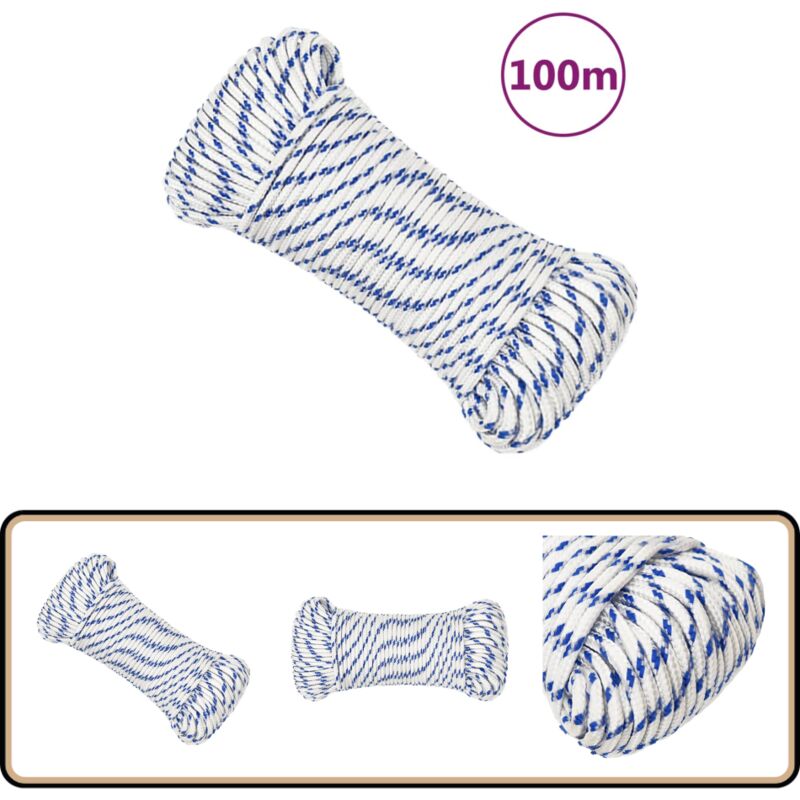 Corde de bateau Blanc 3 mm 100 m Polypropylène - Corde De Bateau - Corde Polypropylene - Corde Marin - Amarrage - Voilier