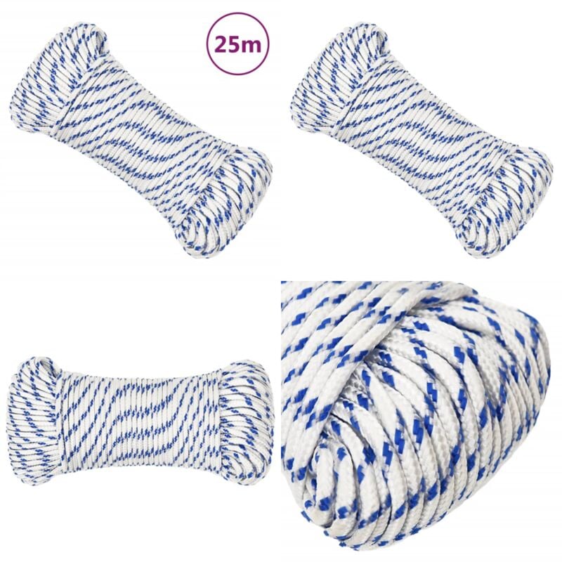 Corde de bateau Blanc 3 mm 25 m Polypropylène - Corde De Bateau - Corde Marine - Polypropylène - Corde Tressée - Amarrage - Home & Living
