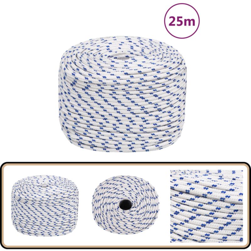 Corde de bateau Blanc 6 mm 25 m Polypropylène - Corde De Bateau - Corde Nautique - Polypropylène - Amarrage - Voilier