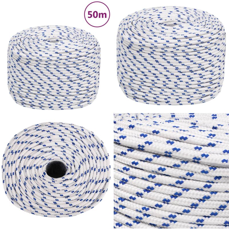 Corde de bateau Blanc 6 mm 50 m Polypropylène - Corde De Bateau - Corde Nautique - Polypropylène - Corde Tressée - Amarrage - Home & Living