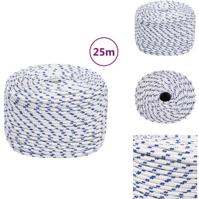 Corde de bateau Blanc 8 mm 25 m Polypropylène - Corde De Bateau - Corde Nautique - Ligne De Pêche - Polyester - Polypropylène