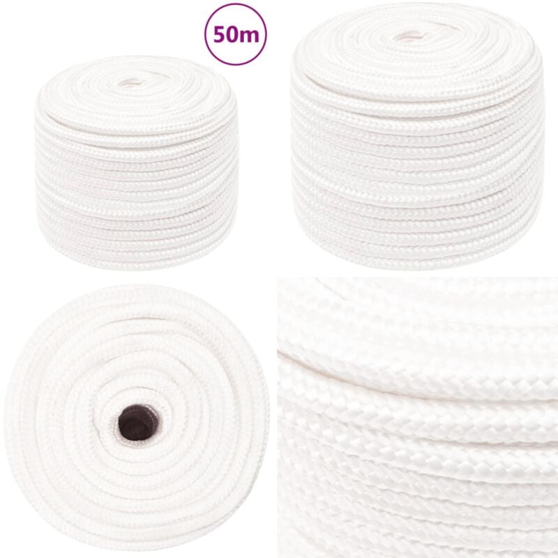 Corde de bateau Blanc complet 12 mm 50 m Polypropylène - Corde De Bateau - Corde Polypropylene - Corde Marine - Amarrage - Voilier - Home & Living