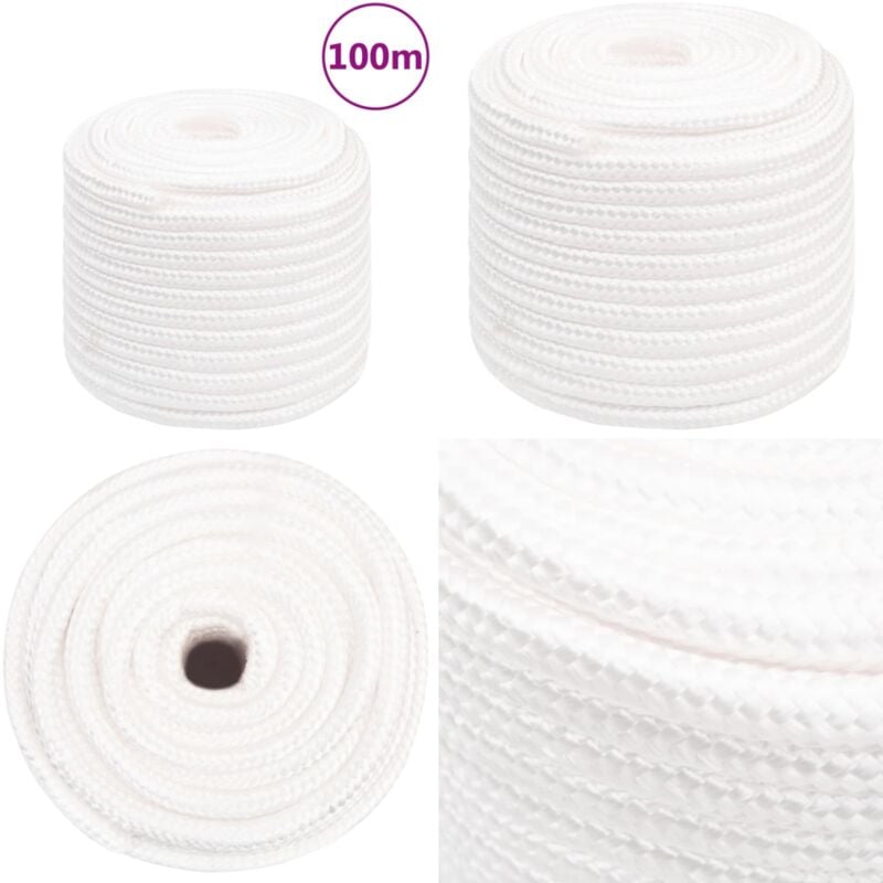 Corde de bateau Blanc complet 16 mm 100 m Polypropylène - Corde De Bateau - Corde Marine - Polypropylène - Corde Tressée - Amarrage - Home & Living