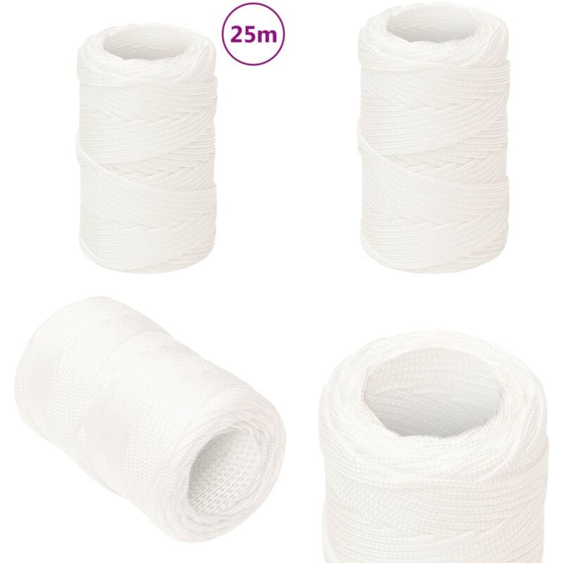Corde de bateau Blanc complet 2 mm 25 m Polypropylène - Corde De Bateau - Corde Marine - Polypropylène - Corde Tressée - Amarrage - Home & Living
