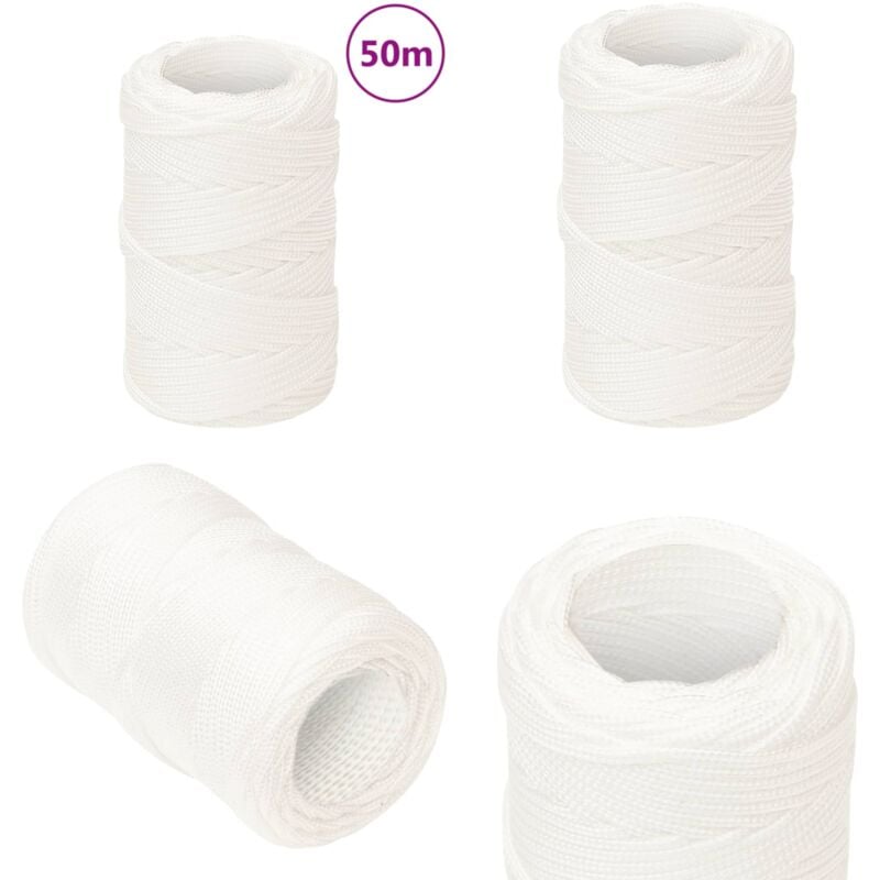 Corde de bateau Blanc complet 2 mm 50 m Polypropylène - Corde De Bateau - Corde Marine - Polypropylène - Corde Tressée - Amarrage - Home & Living