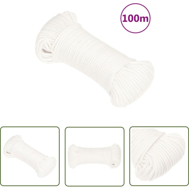 Corde de bateau Blanc complet 3 mm 100 m Polypropylène - Corde De Bateau - Corde Nautique - Polypropylène - Corde Tressée - Amarrage - The Living