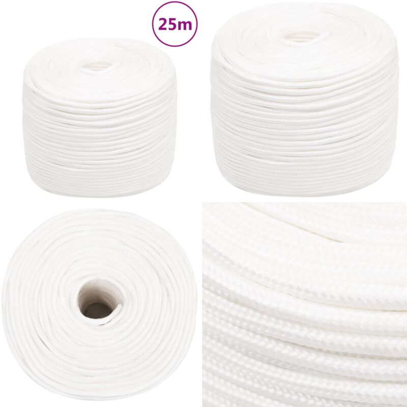Corde de bateau Blanc complet 6 mm 25 m Polypropylène - Corde De Bateau - Corde Nautique - Polypropylène - Corde Tressée - Amarrage - Home & Living