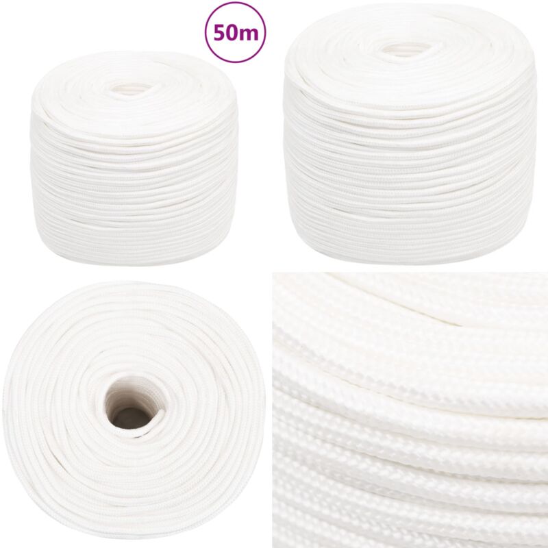 Corde de bateau Blanc complet 6 mm 50 m Polypropylène - Corde De Bateau - Corde Nautique - Ligne De Bateau - Polypropylène - Corde Tressée - Home &