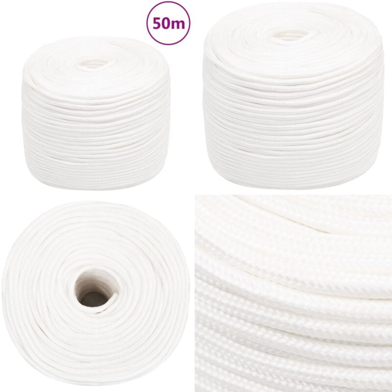 Corde de bateau Blanc complet 8 mm 50 m Polypropylène - Corde De Bateau - Corde Marine - Polypropylène - Corde Tressée - Amarrage - Home & Living