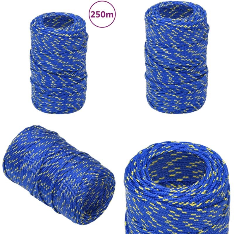 Corde de bateau Bleu 2 mm 250 m Polypropylène - Corde De Bateau - Corde Nautique - Polypropylène - Amarrage - Gréement - Home & Living