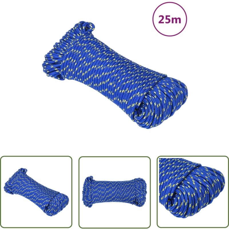 The Living Store Corde de bateau Bleu 4 mm 25 m Polypropylène - Corde De Bateau - Corde Polypropylene - Corde Marine - Amarrage - Voilier