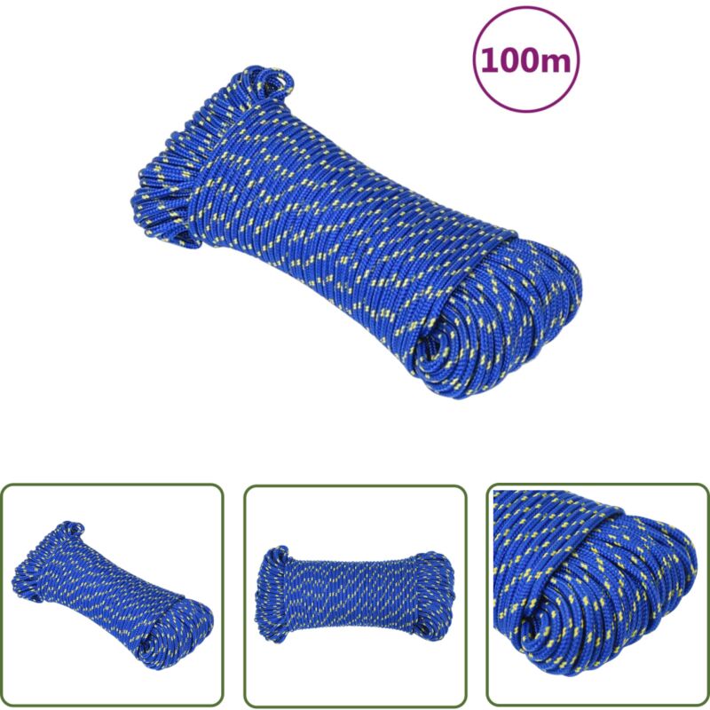 Corde de bateau Bleu 5 mm 100 m Polypropylène - Corde De Bateau - Corde Marine - Polypropylène - Corde Tressée - Amarrage - The Living Store