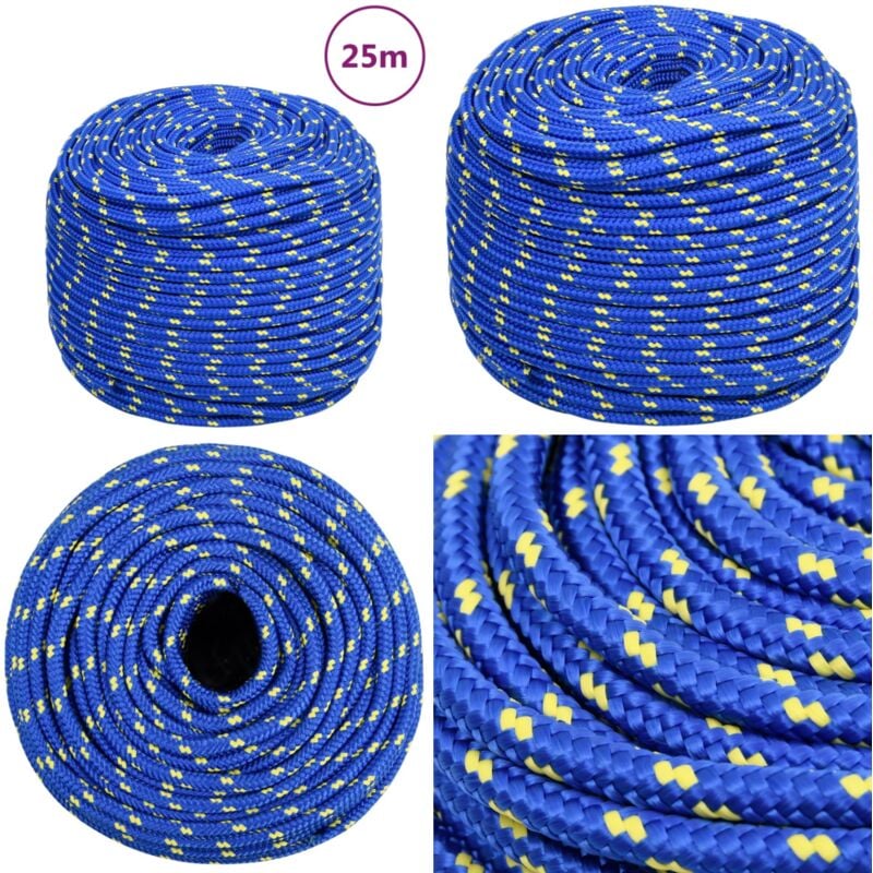 Corde de bateau Bleu 6 mm 25 m Polypropylène - Corde De Bateau - Corde Nautique - Ligne De Pêche - Cordon Marin - Polyester - Home & Living