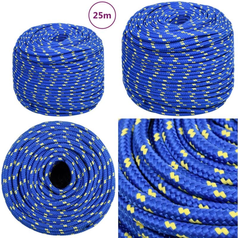 Corde de bateau Bleu 8 mm 25 m Polypropylène - Corde De Bateau - Corde Nautique - Ligne De Bateau - Polyester - Polypropylène - Home & Living