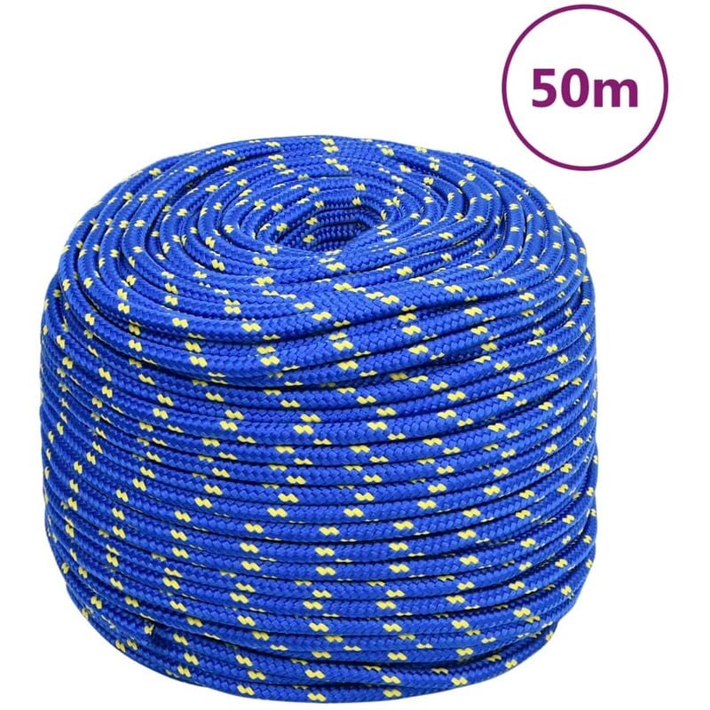 Corde de bateau Bleu,Cordage durable et solide 6 mm 50 m Polypropylène -BV90500