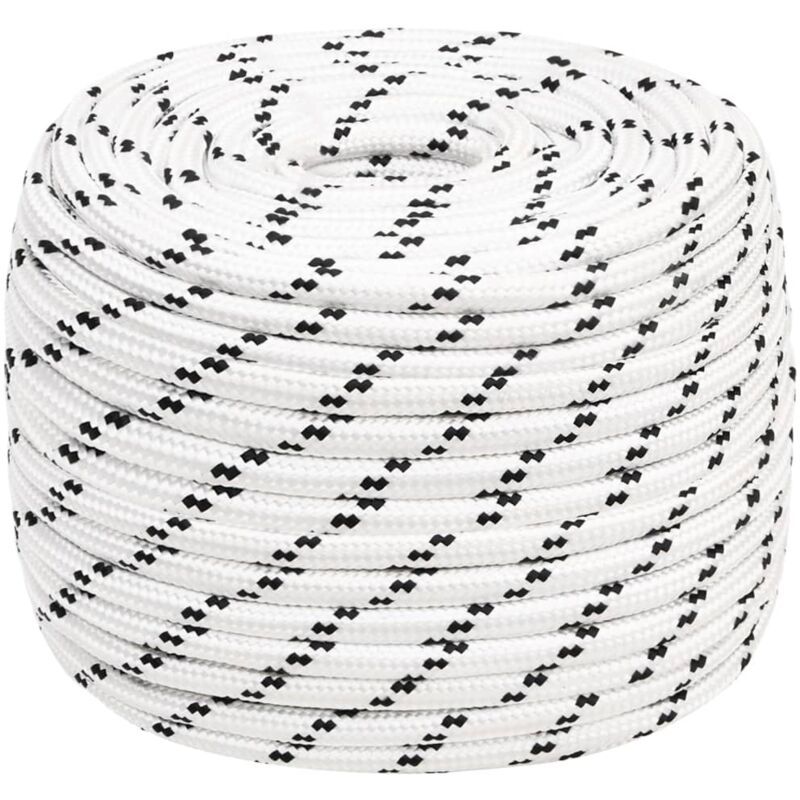 Corde de bateau Cordage tressé Blanc 12 mmx25 m Polyester 85876
