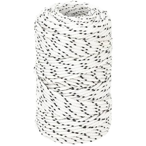 Corde de bateau  Cordage tressé Blanc 2 mmx500 m Polyester 54972