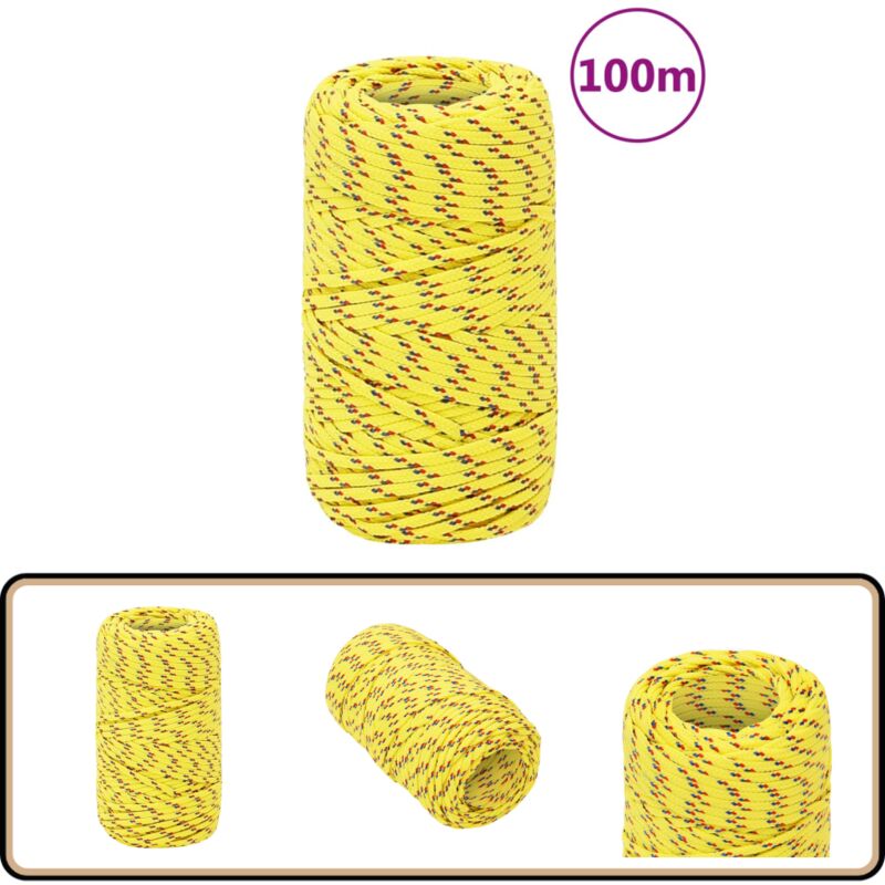 Corde de bateau Jaune 2 mm 100 m Polypropylène - Corde De Bateau - Corde Nautique - Polypropylène - Amarrage - Voilier
