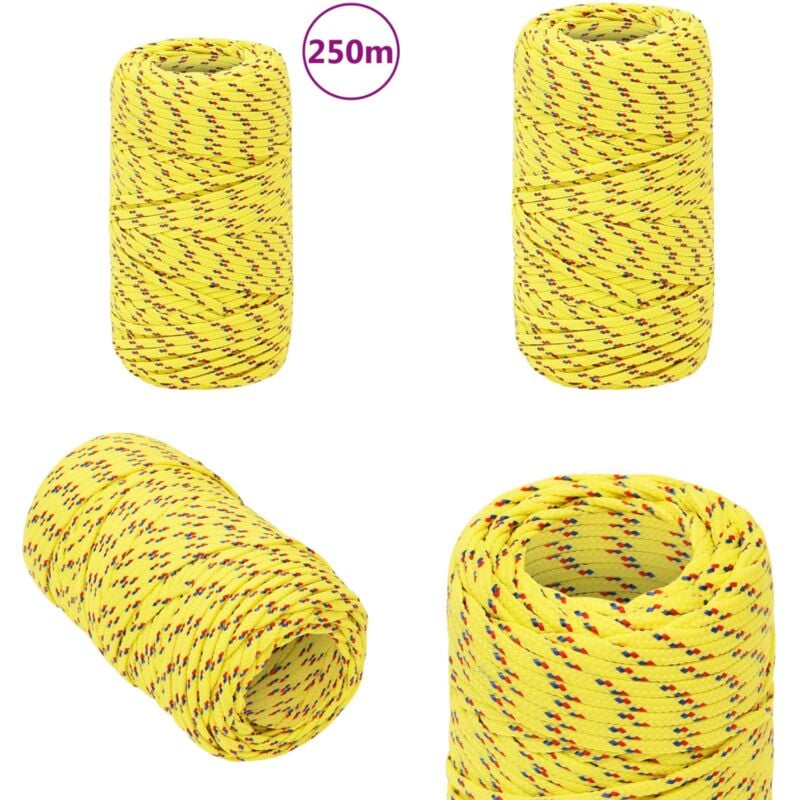 Corde de bateau Jaune 2 mm 250 m Polypropylène - Corde De Bateau - Corde Polypropylene - Corde Nautique - Amarrage - Gréement - Home & Living