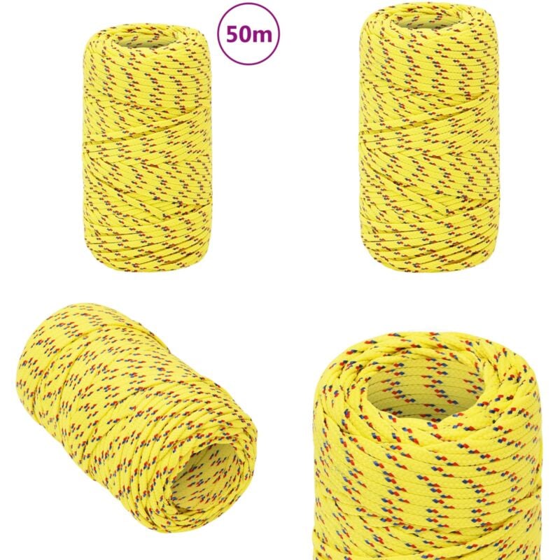 Corde de bateau Jaune 2 mm 50 m Polypropylène - Corde De Bateau - Corde Nautique - Ligne De Pêche - Amarrage - Polyester - Home & Living