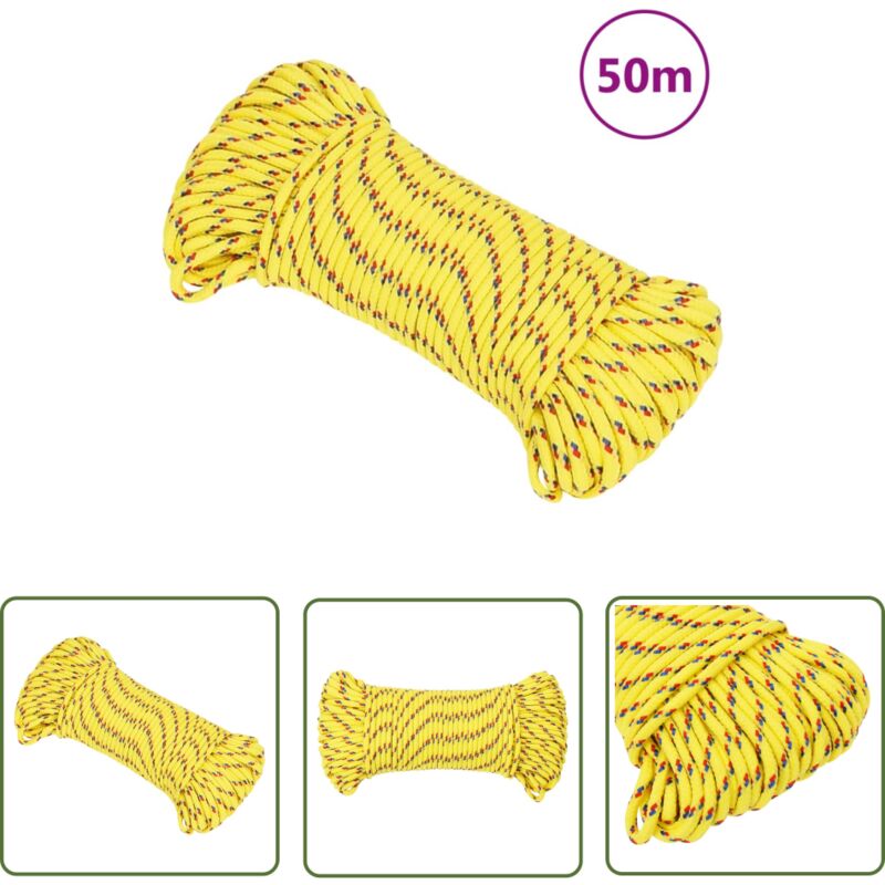 The Living Store Corde de bateau Jaune 5 mm 50 m Polypropylène - Corde De Bateau - Corde Nautique - Corde Polypropylene - Amarrage - Gréement
