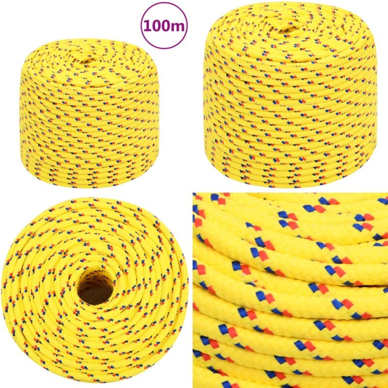 Corde de bateau Jaune 6 mm 100 m Polypropylène - Corde De Bateau - Corde Nautique - Polypropylène - Corde Tressée - Amarrage - Home & Living