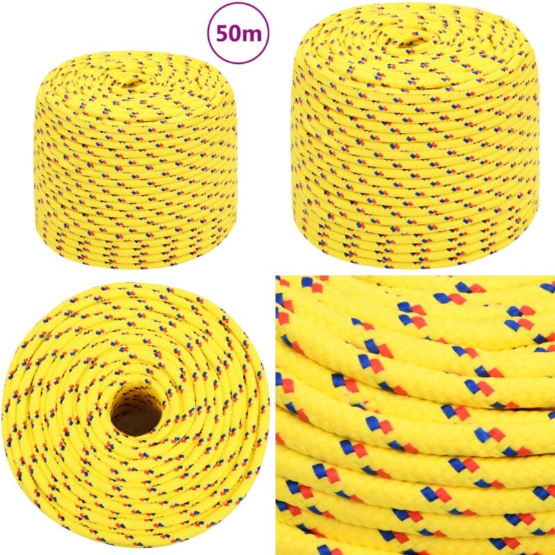 Corde de bateau Jaune 6 mm 50 m Polypropylène - Corde De Bateau - Corde Nautique - Polyester - Cordon Marin - Ligne De Pêche - Home & Living