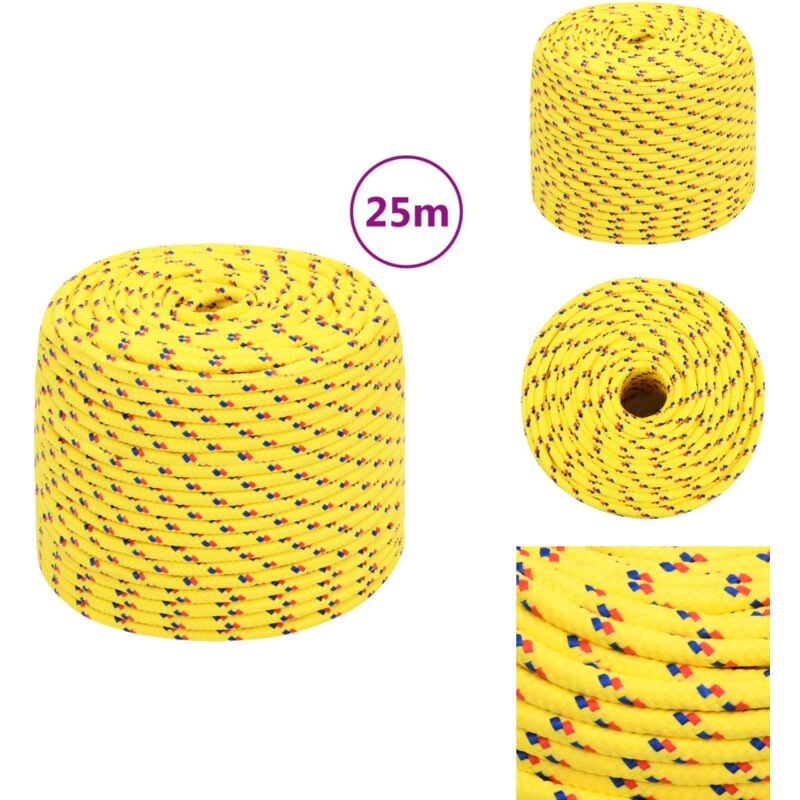 Corde de bateau Jaune 8 mm 25 m Polypropylène - Corde De Bateau - Corde Polypropylene - Corde Nautique - Amarrage - Voilier