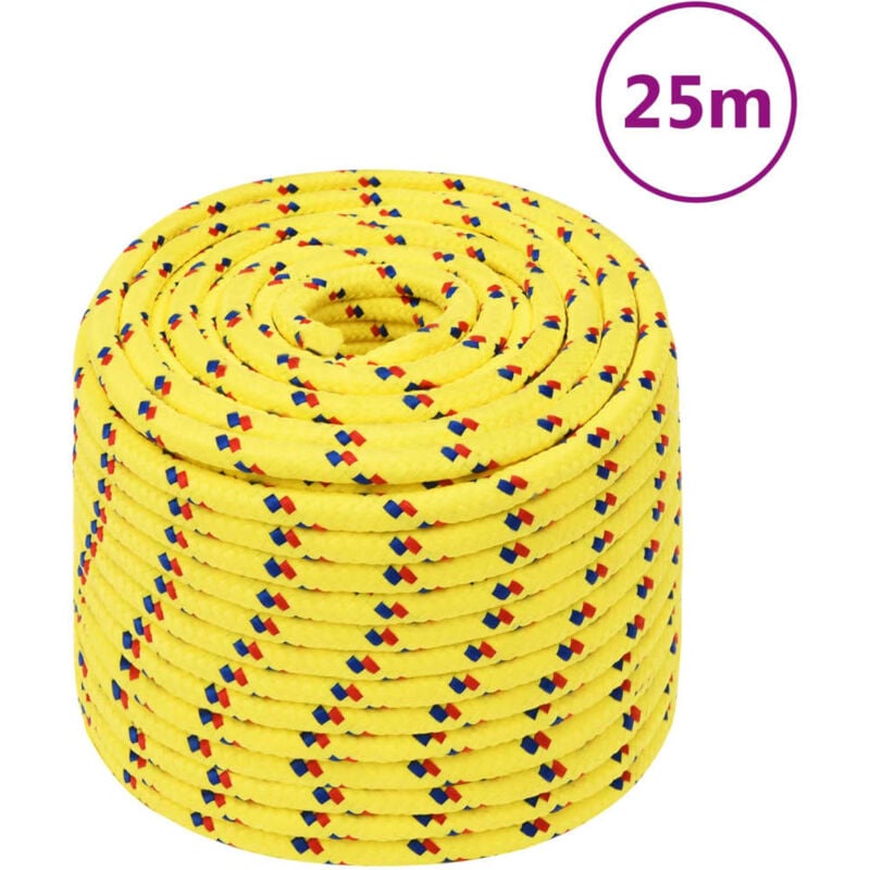 Corde de bateau Jaune,Cordage durable et solide 14 mm 25 m Polypropylène -BV39830