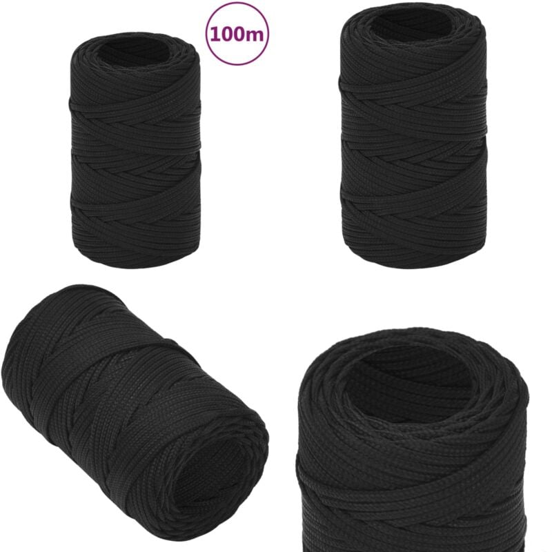 Corde de bateau Noir complet 2 mm 100 m Polypropylène - Corde De Bateau - Corde Nautique - Polypropylène - Amarrage - Voilier - Home & Living