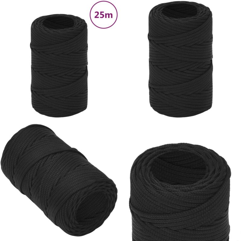 Corde de bateau Noir complet 2 mm 25 m Polypropylène - Corde De Bateau - Corde Nautique - Polypropylène - Amarrage - Gréement - Home & Living