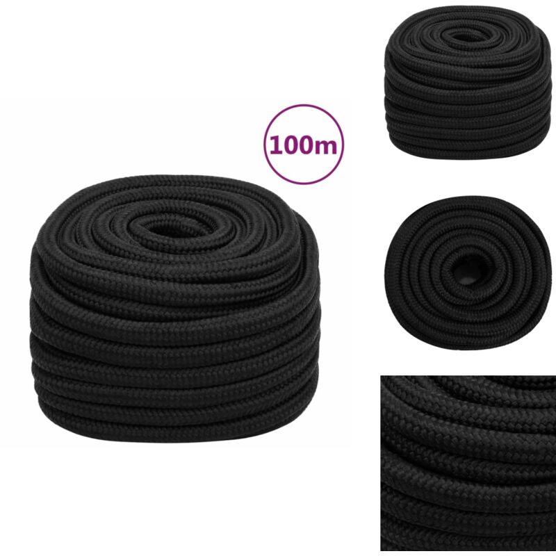 Corde de bateau Noir complet 20 mm 100 m Polypropylène - Corde De Bateau - Corde Nautique - Polypropylène - Amarrage - Gréement