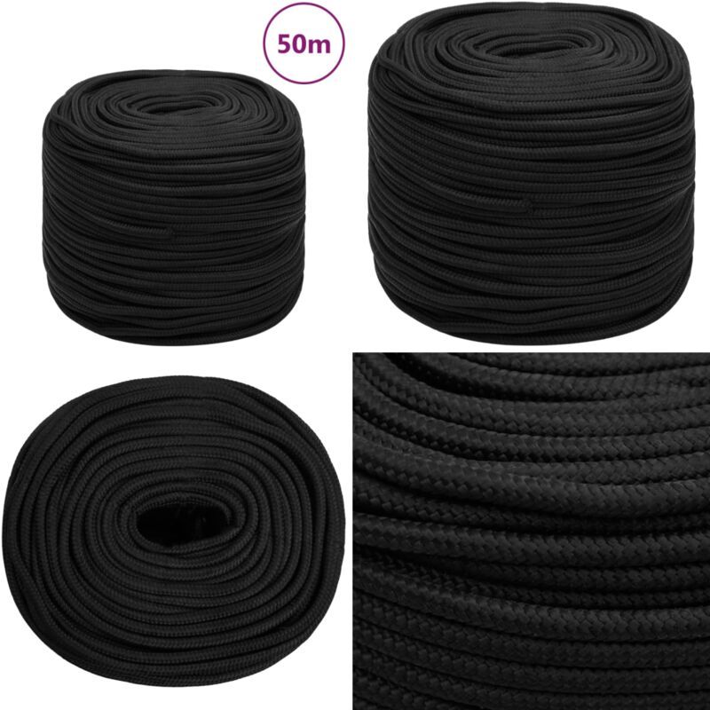 Corde de bateau Noir complet 8 mm 50 m Polypropylène - Corde De Bateau - Corde Nautique - Ligne De Bateau - Polypropylène - Amarrage - Home & Living