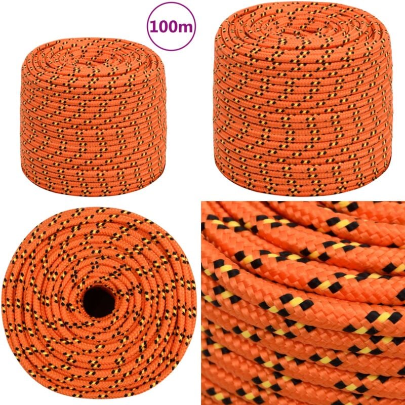 Corde de bateau Orange 10 mm 100 m Polypropylène - Corde De Bateau - Corde Polypropylene - Corde Marine - Amarrage - Voilier - Home & Living