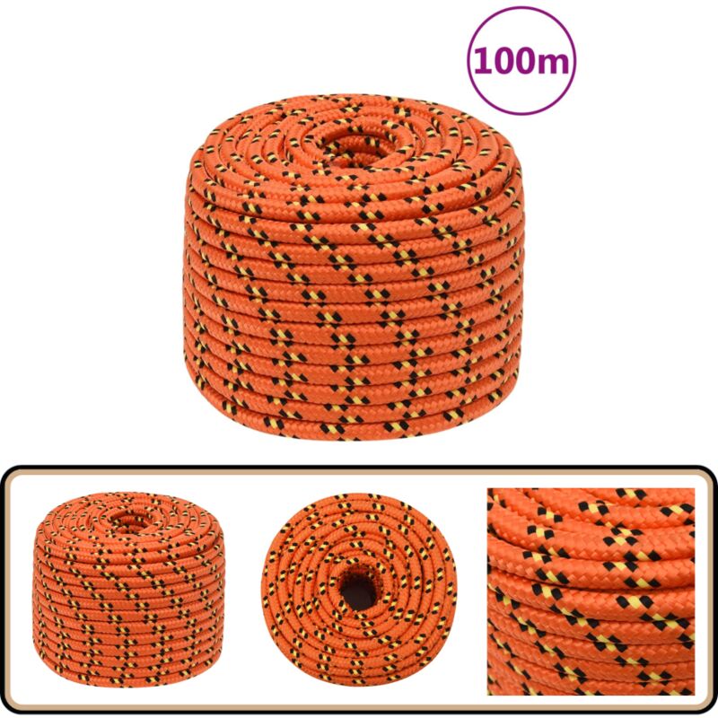 Corde de bateau Orange 12 mm 100 m Polypropylène - Corde De Bateau - Corde Polypropylene - Corde Marine - Amarrage - Voilier