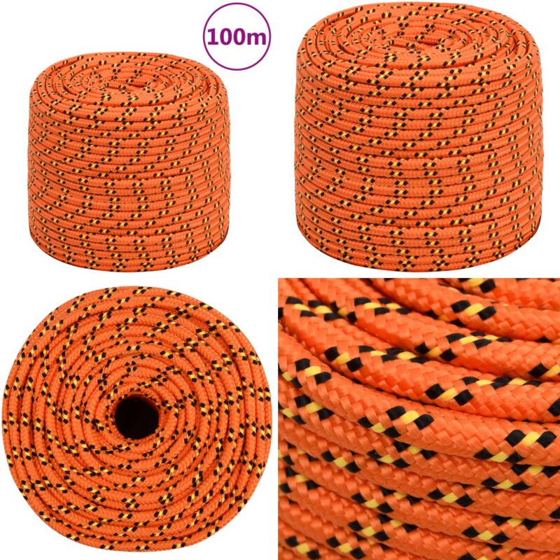 Corde de bateau Orange 6 mm 100 m Polypropylène - Corde De Bateau - Corde Polypropylene - Corde Nautique - Amarrage - Voilier - Home & Living
