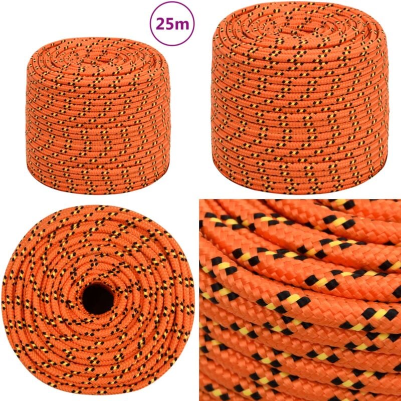 Corde de bateau Orange 8 mm 25 m Polypropylène - Corde De Bateau - Corde Polypropylene - Corde Marine - Amarrage - Voilier - Home & Living