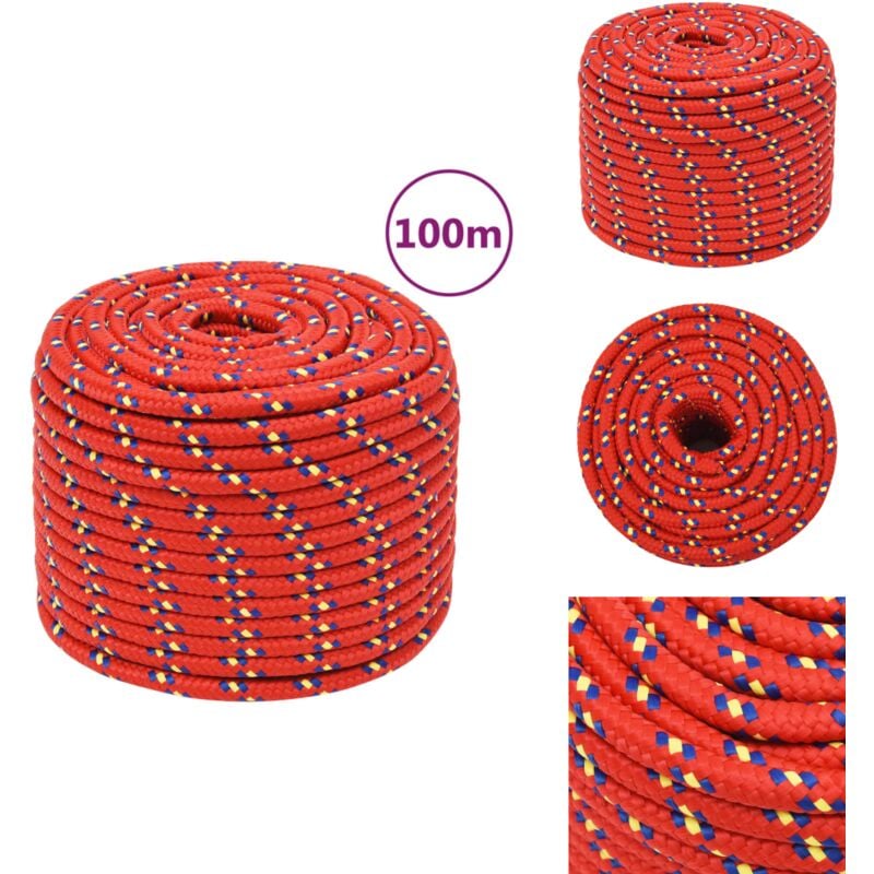 Corde de bateau Rouge 12 mm 100 m Polypropylène - Corde De Bateau - Corde Polypropylene - Corde Marine - Amarrage - Voilier