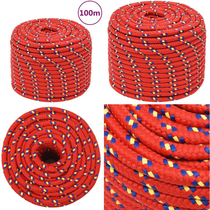 Corde de bateau Rouge 12 mm 100 m Polypropylène - Corde De Bateau - Corde Polypropylene - Corde Marine - Amarrage - Voilier - Home & Living