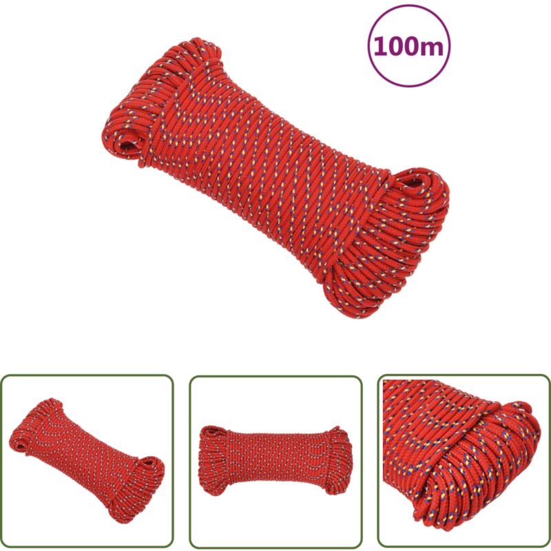 Corde de bateau Rouge 3 mm 100 m Polypropylène - Corde De Bateau - Corde Polypropylene - Corde Marin - Amarrage - Voilier - The Living Store