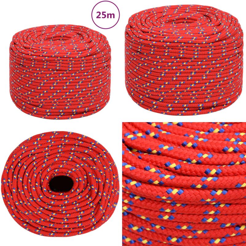 Corde de bateau Rouge 6 mm 25 m Polypropylène - Corde De Bateau - Corde Marine - Polypropylène - Amarrage - Voilier - Home & Living