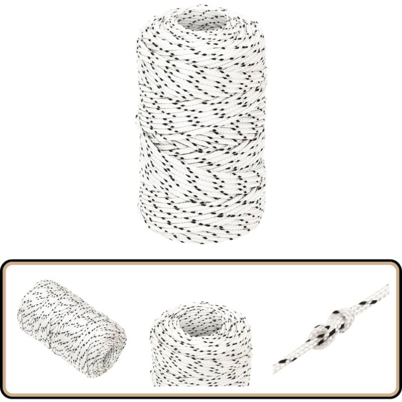 Corde de bateau tressé Blanc 2 mmx100 m Polyester - Corde Marine - Corde Polyester - Corde Tressée - Ligne De Gréement - Écoute Principale